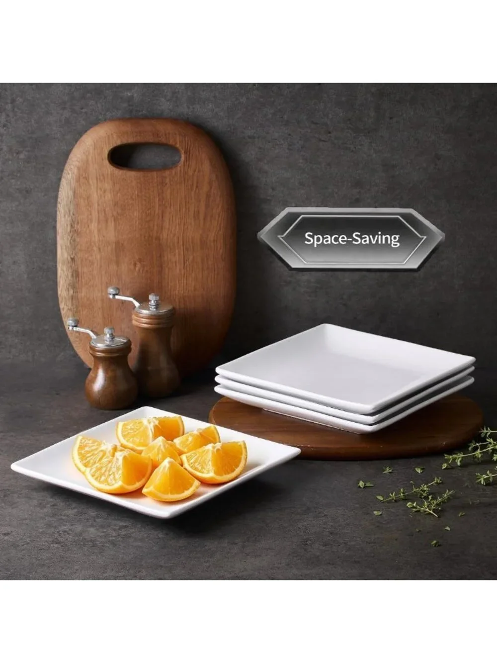 Set of 4 White Square Porcelain Appetizer Plates | 8